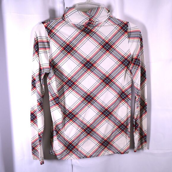 The Talbots Tee Womens XS Plaid Turtleneck Long Sleeve T-Shirt - Picture 2 of 7